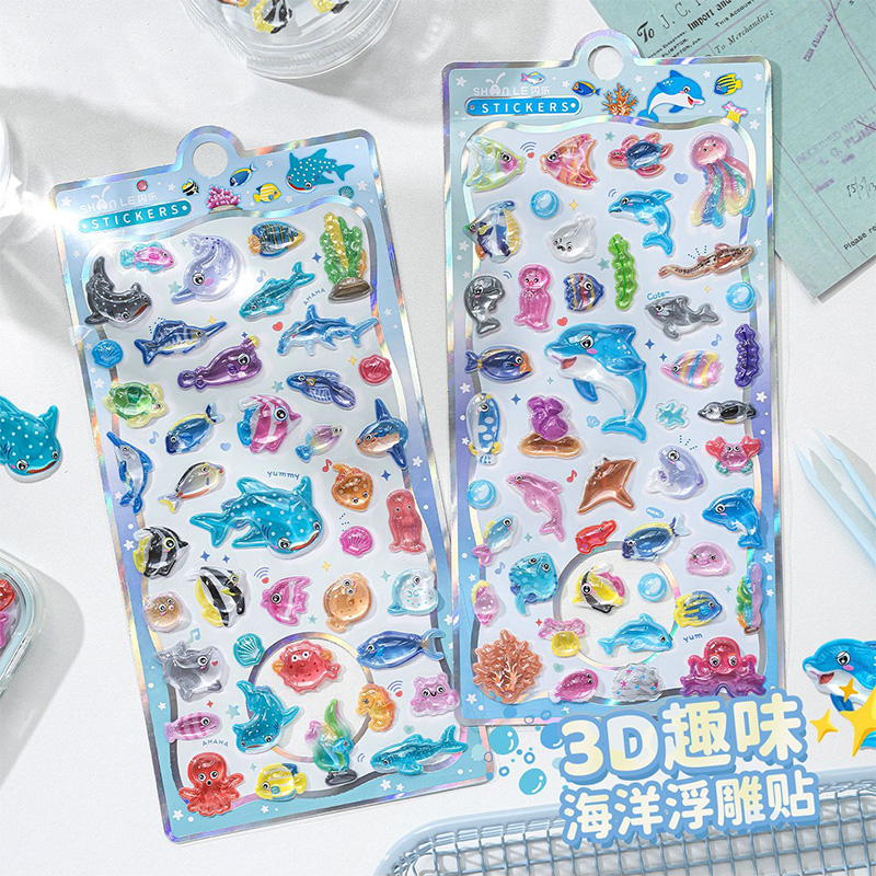 Japanese Lifestyle Items - Японские мультяшные 3D-наклейки с морскими обитателями: